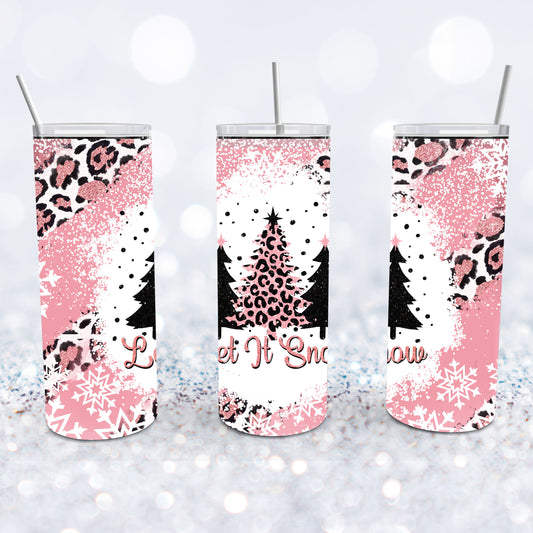 Pink Leopard Let It Snow Tumbler