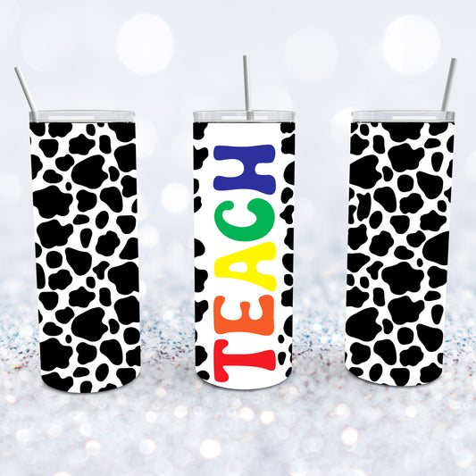 Teach Cow Print Tumbler