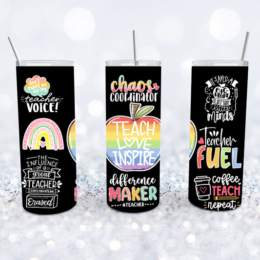 Love Teach Inspire Black Tumbler