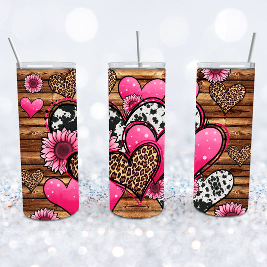 Rustic Valentine Hearts Tumbler