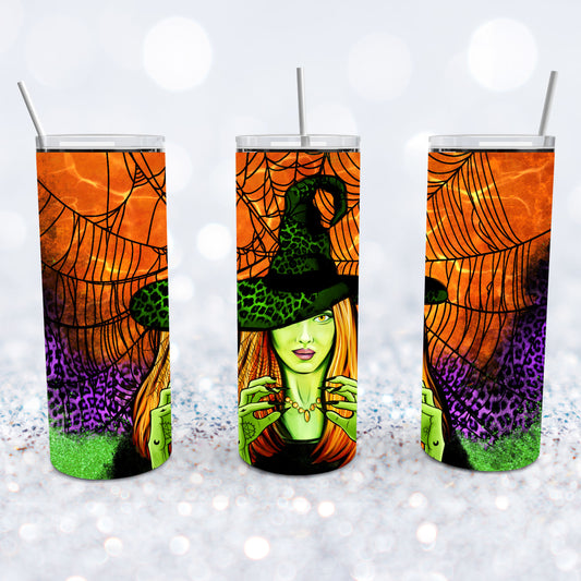 Green Witch in Leopard Print Hat Tumbler