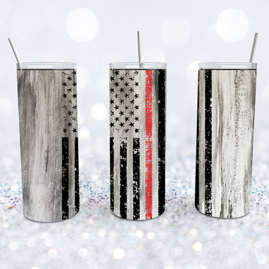 Thin Red Line Grey Flag Tumbler