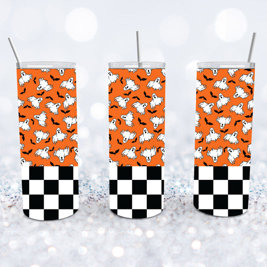 Checkered Bats & Ghosts Tumbler