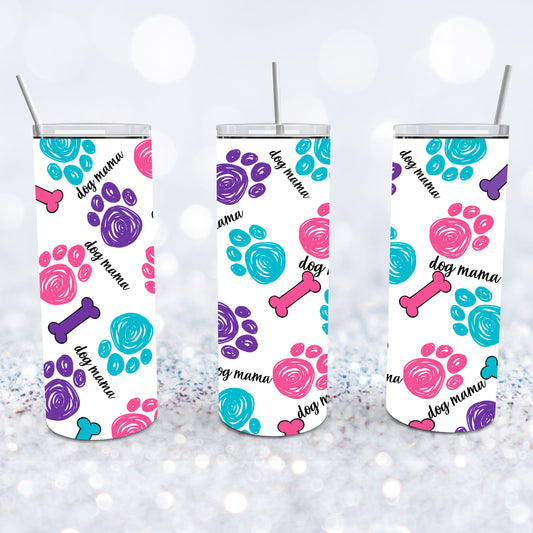 Dog Mom Scribble Paws & Bones Tumbler