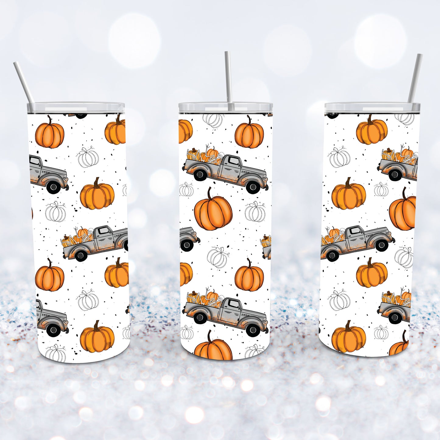 Vintage Fall Pumpkin Truck Tumbler