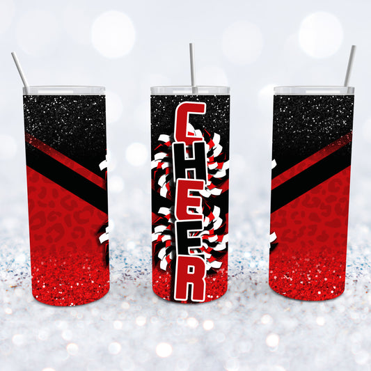 Red & Black Cheer Pom Poms Tumbler