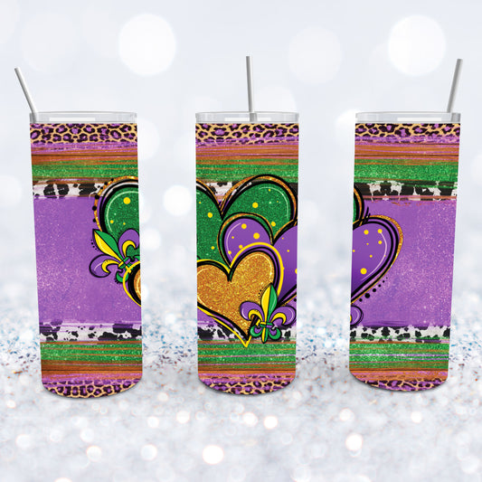 Mardi Gras Hearts & Fleur De Lis Tumbler