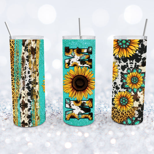 Turquoise Sunflowers Mom Tumbler