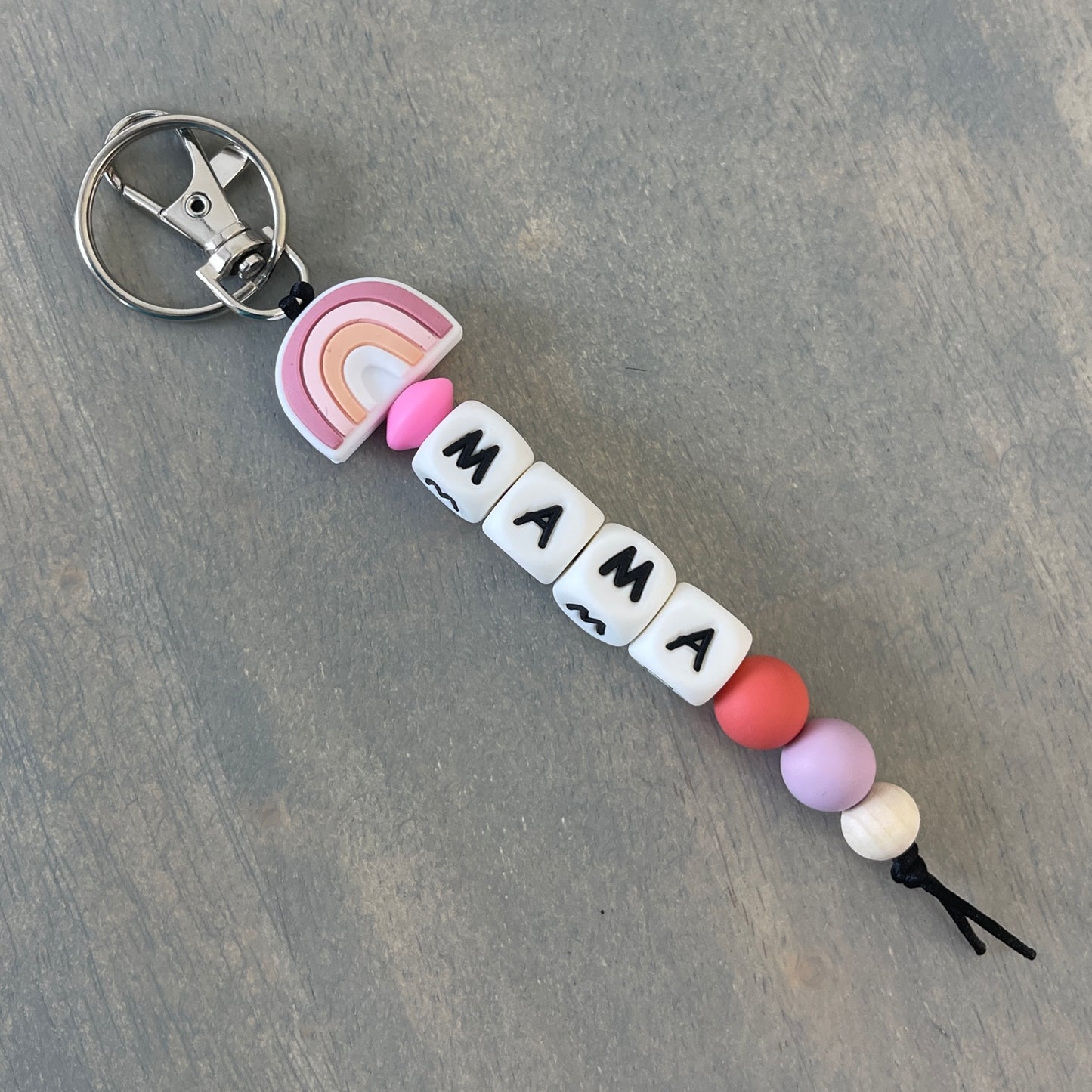 Kids Circle Key Ring, Pink, Lavender Beaded Strands, Faith Keychain