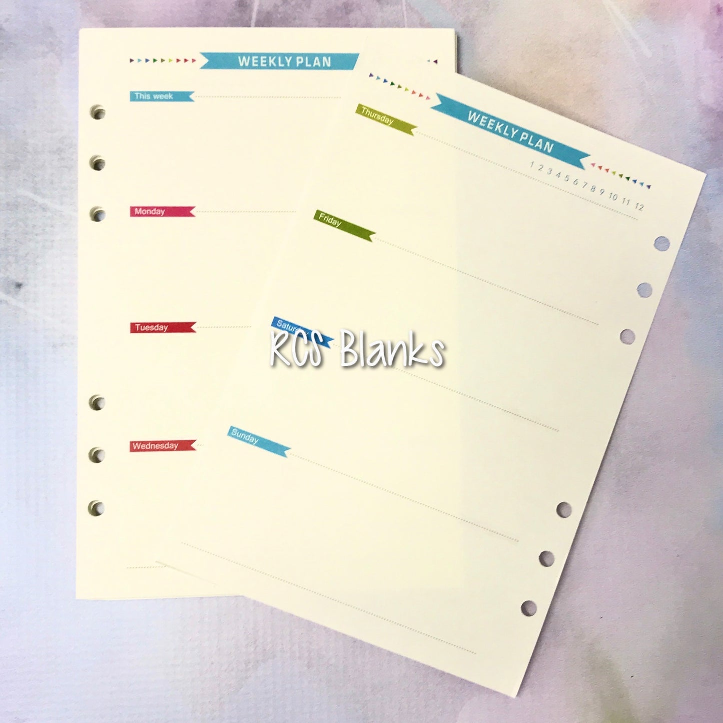 Weekly Planner Paper Inserts