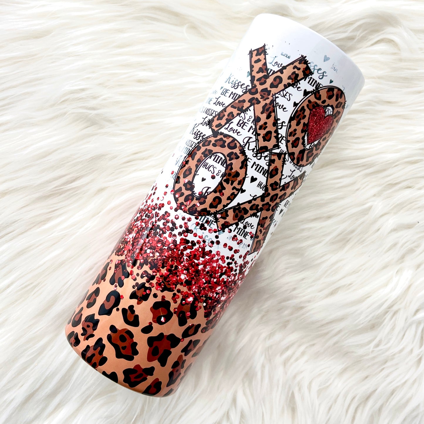 Red Glitter And Leopard XOXO Tumbler