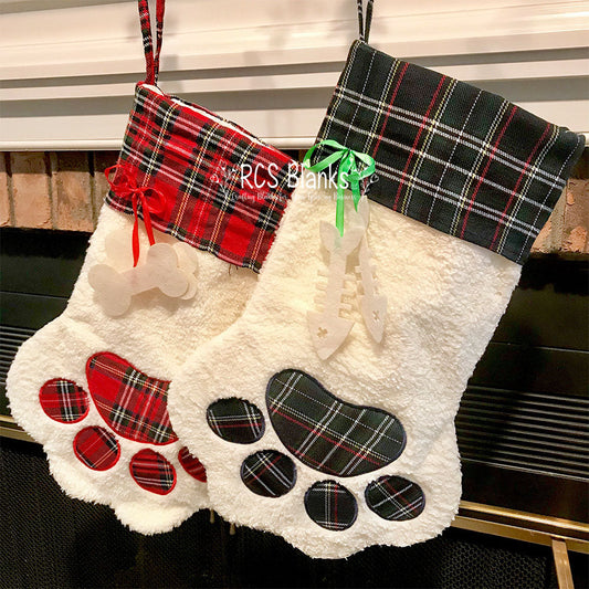 Paw Print Fleece Christmas Stocking